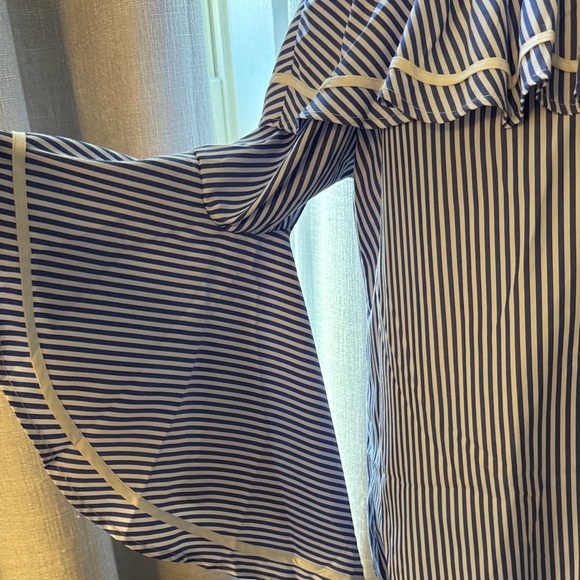 Striped Off-Shoulder Ruffle Top NWT - Picture 2 of 5